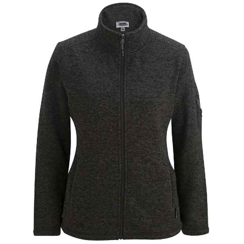 Edwards Women's Black Heather Sweater Knit Fleece Jacket