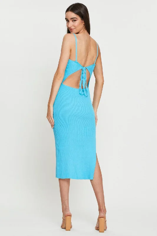 Blue Knit Dress Bodycon