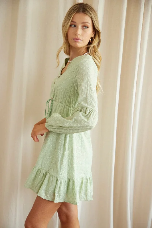 Green Mini Dress Long Sleeve