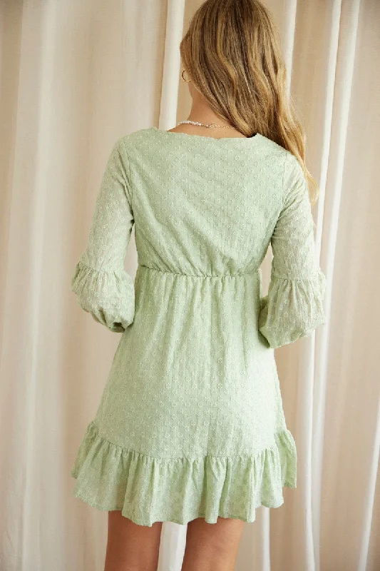 Green Mini Dress Long Sleeve