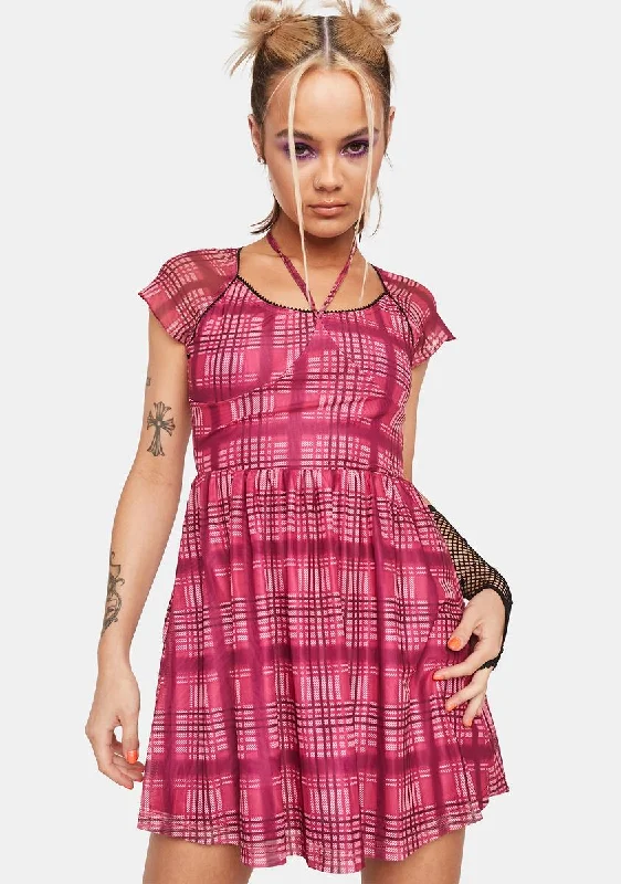 Magenta Dream Maker Plaid Dress