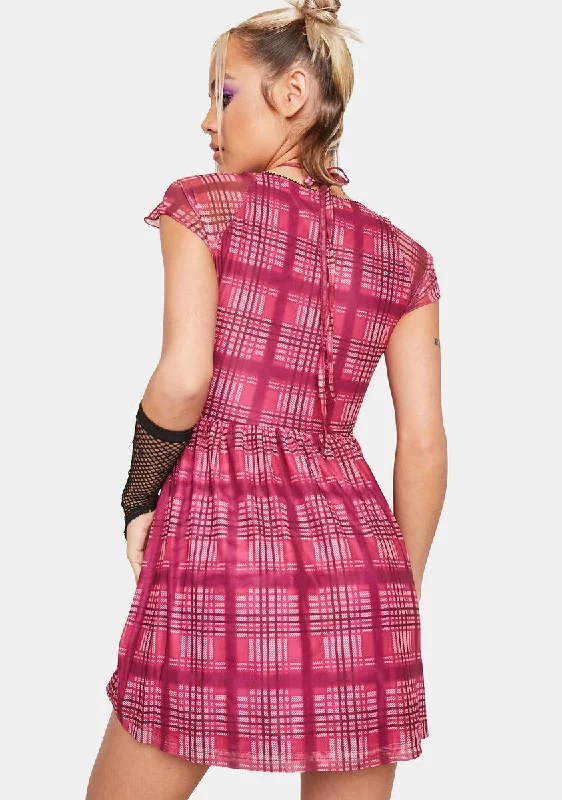 Magenta Dream Maker Plaid Dress