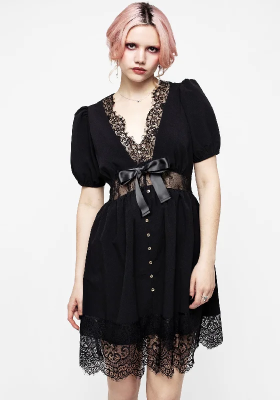 Mortuary Lace Button Up Mini Dress