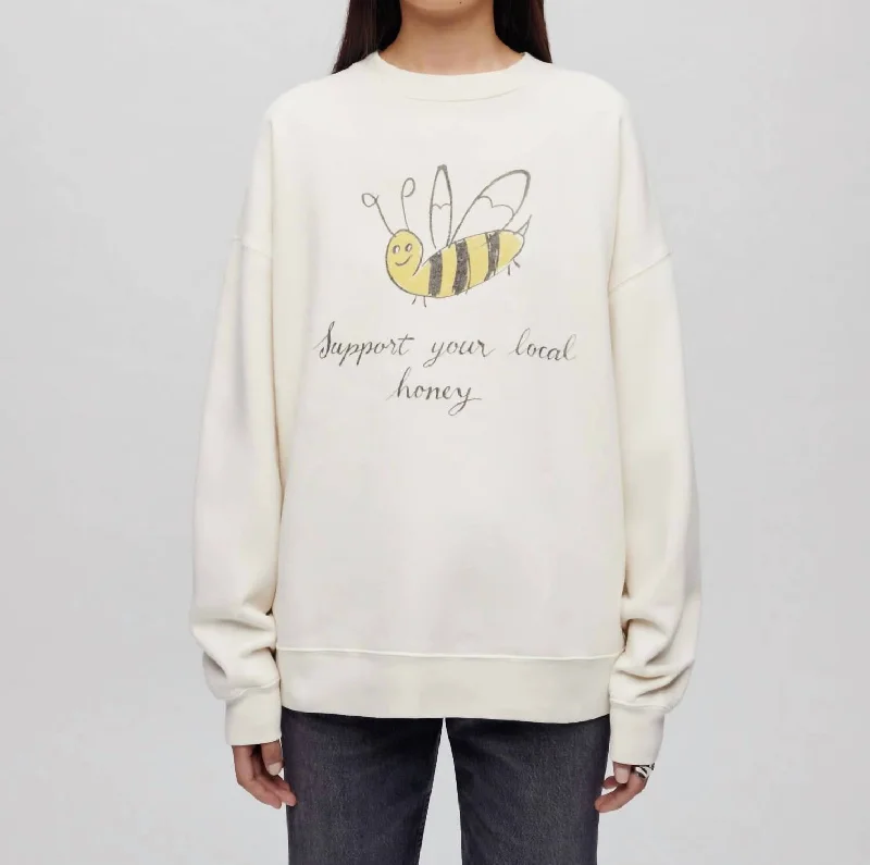 Oversized Crewneck Local Honey Sweatshirt In Vintage White