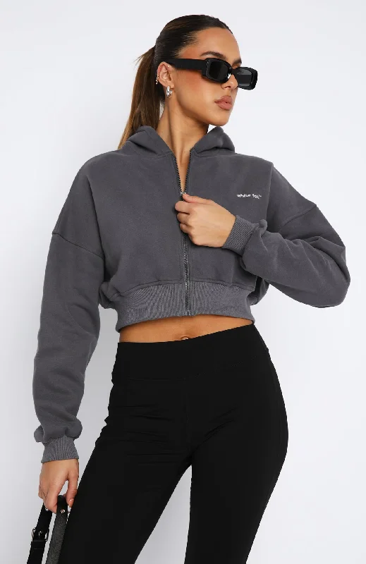 She's Effortless Cropped Hoodie Slate