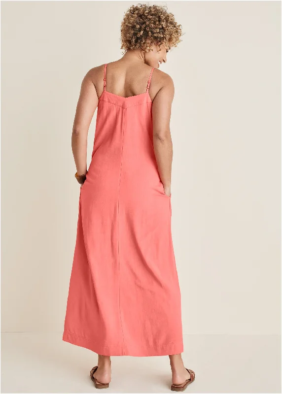 V Neck maxi dress - Coral