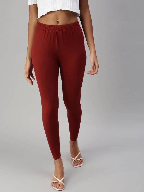 Ankle Leggings-Cherry Brown