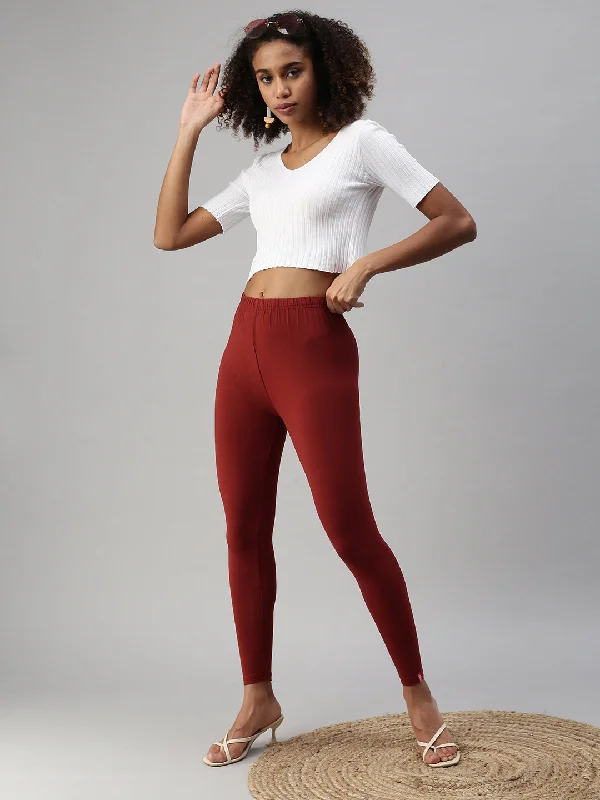 Ankle Leggings-Cherry Brown