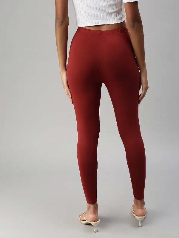 Ankle Leggings-Cherry Brown