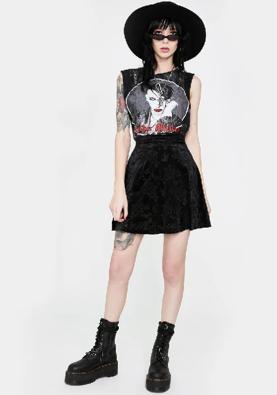 Crescent Nights Velvet Skater Skirt