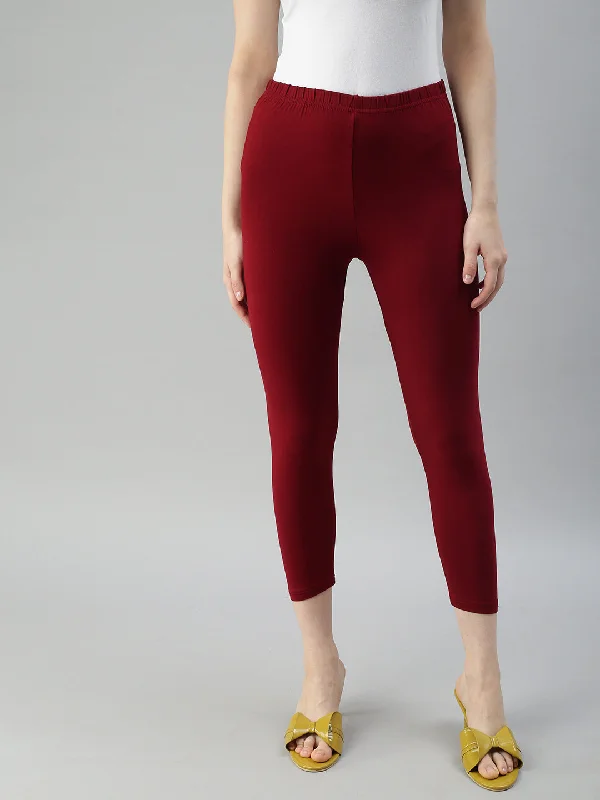 Cuff Length Leggings-Frenchwine