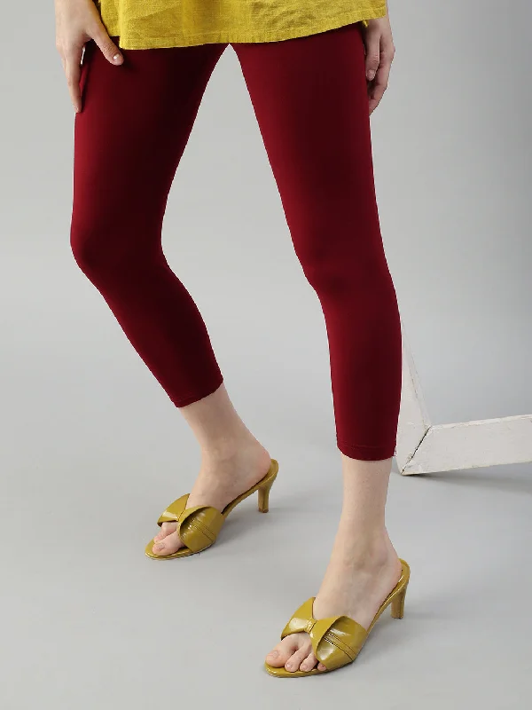 Cuff Length Leggings-Frenchwine