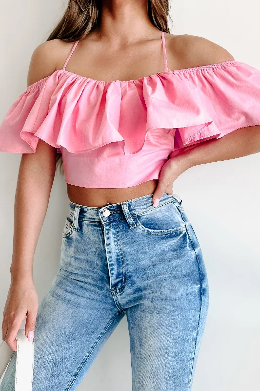 Eyes On The Prize Cold Shoulder Top (Pink)