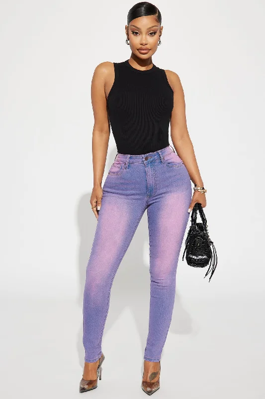 Hampton Tinted High Stretch Skinny Jeans - Purple