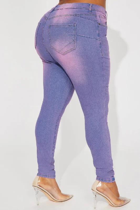 Hampton Tinted High Stretch Skinny Jeans - Purple