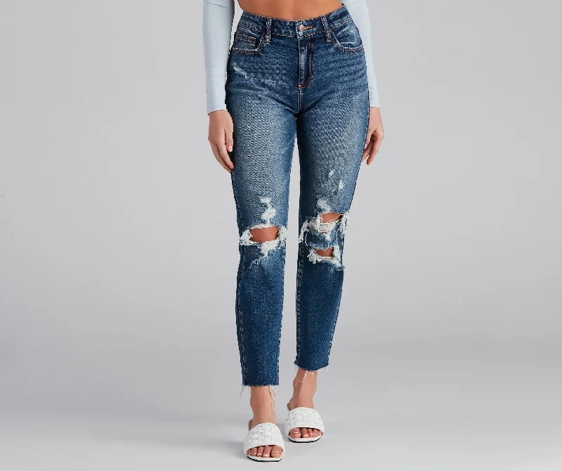 High-Rise Destructed Ankle Jeans