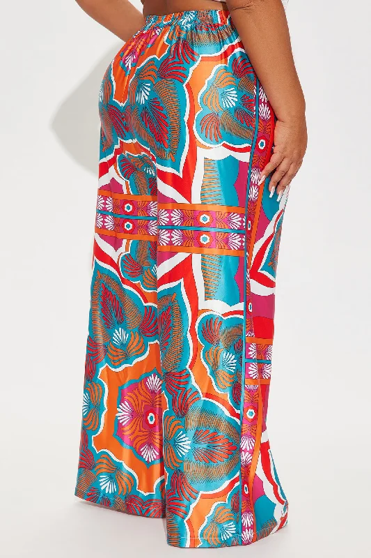 Imani Satin Wide Leg Pant - Orange/combo