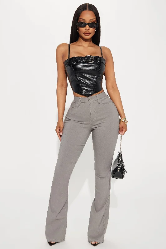 Mind Your Own Business Flare Pant - Grey