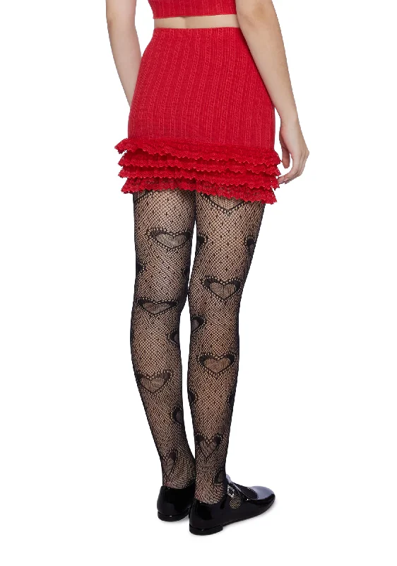 Mistletoe Moves Mini Skirt- Red