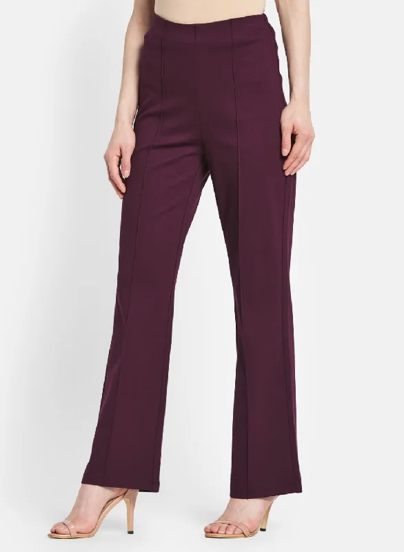 Women Burgundy Solid Jegging