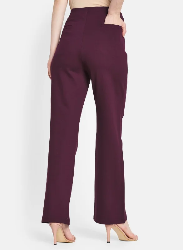 Women Burgundy Solid Jegging