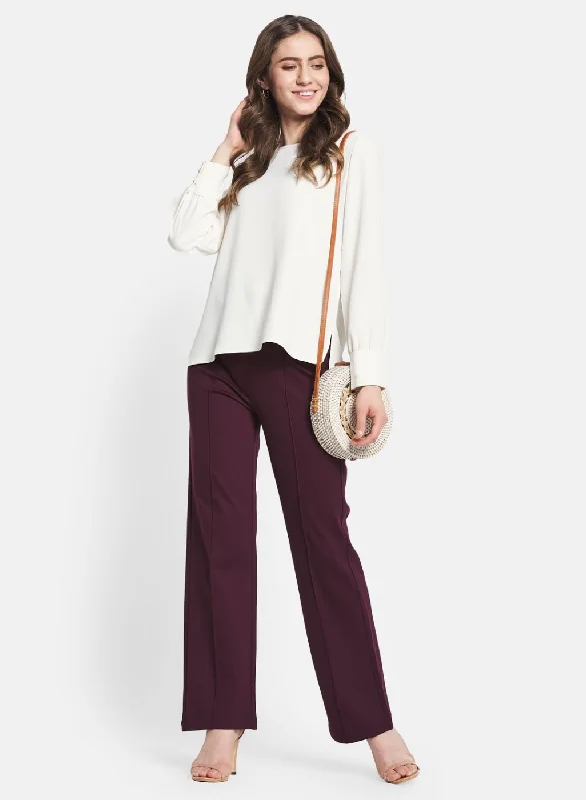 Women Burgundy Solid Jegging