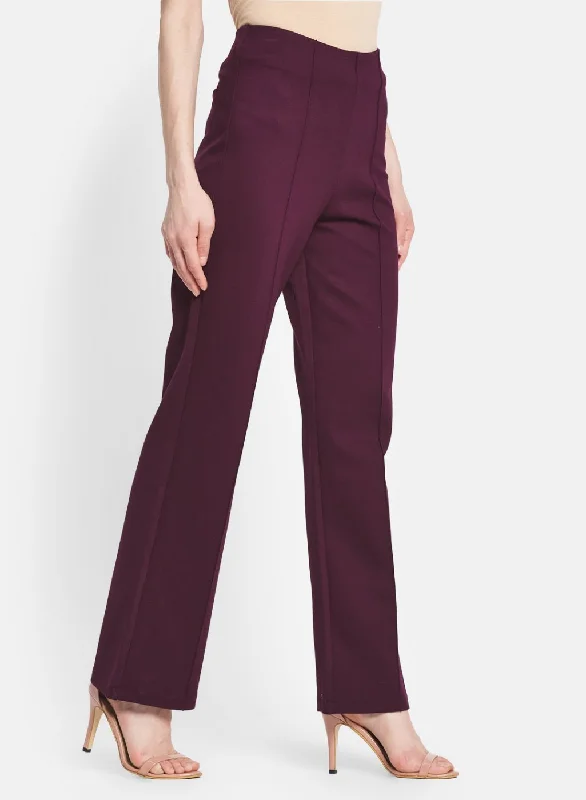 Women Burgundy Solid Jegging