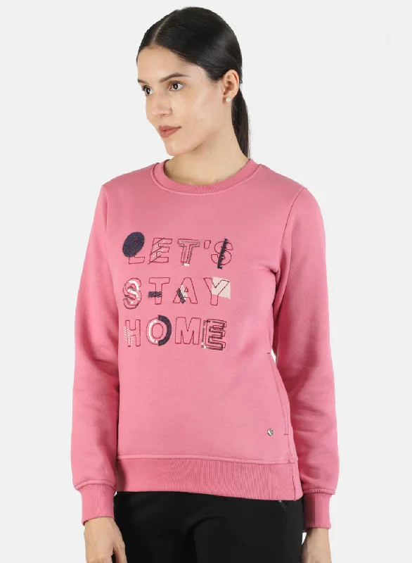 Women Pink Embroidered Sweatshirt