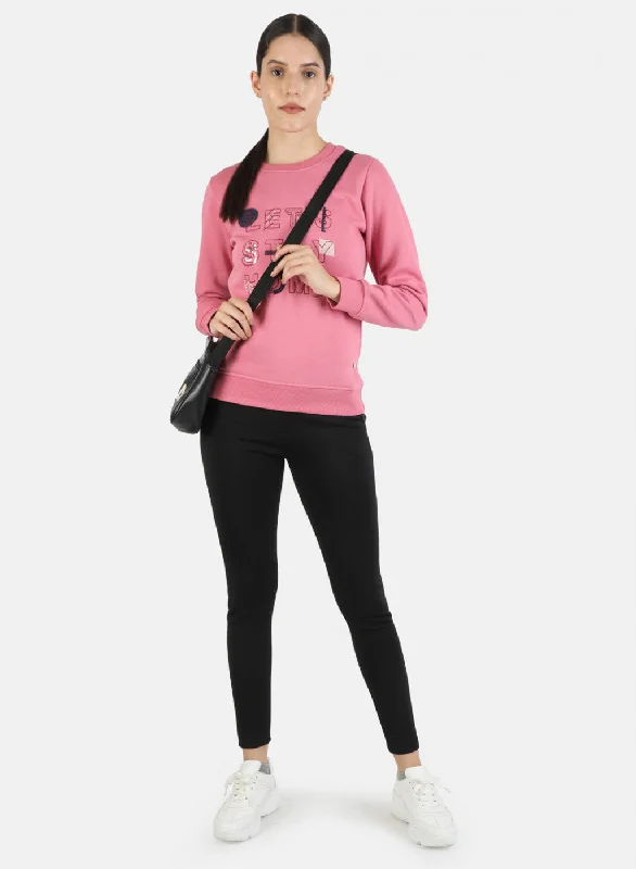 Women Pink Embroidered Sweatshirt