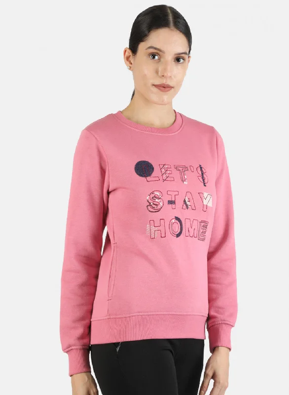 Women Pink Embroidered Sweatshirt