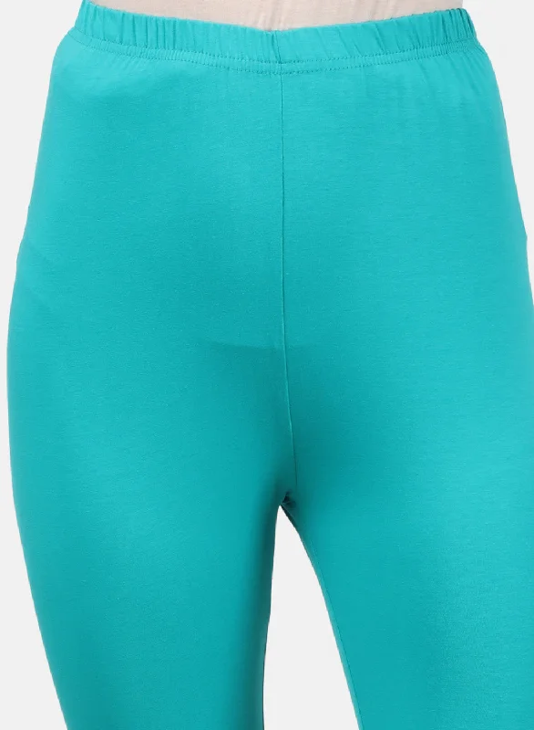 Womens Blue Plain Legging