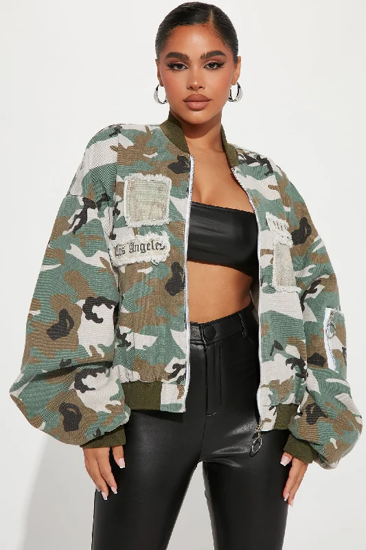 My Man's Camouflage Denim Bomber Jacket - Camouflage