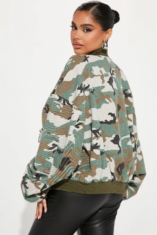 My Man's Camouflage Denim Bomber Jacket - Camouflage