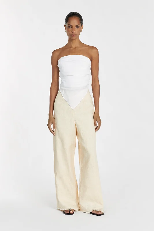 NICCI WHITE LINEN STRAPLESS TOP