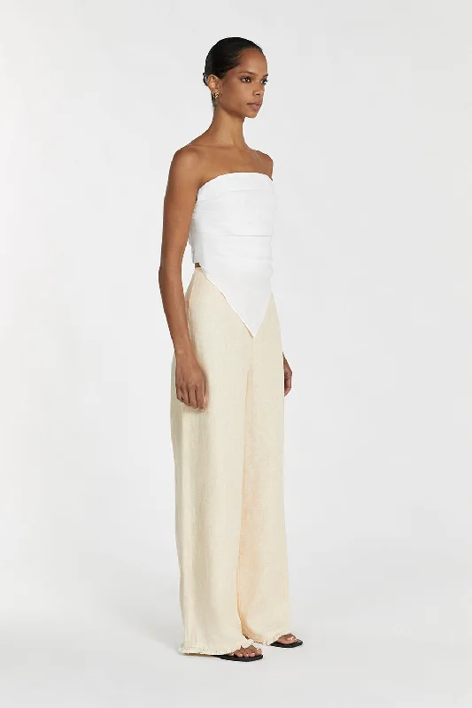 NICCI WHITE LINEN STRAPLESS TOP