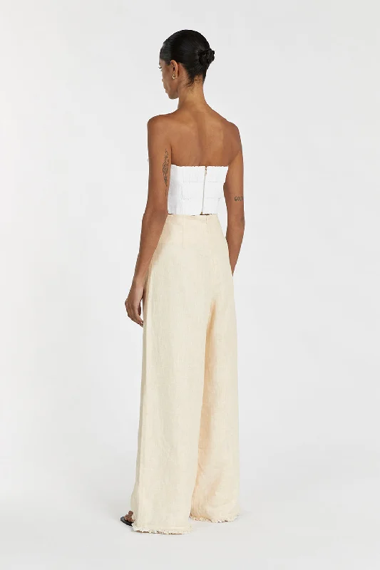 NICCI WHITE LINEN STRAPLESS TOP