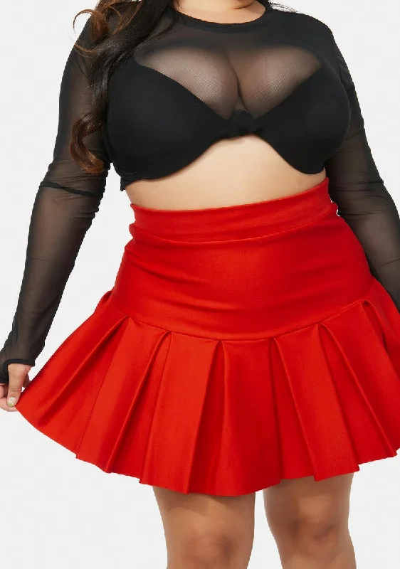 Plus Cherry Wicked Scholar Pleated Mini Skirt