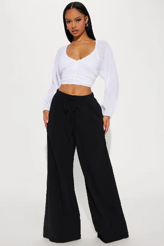 Relaxed Vibes Linen Wide Leg Pant - Black