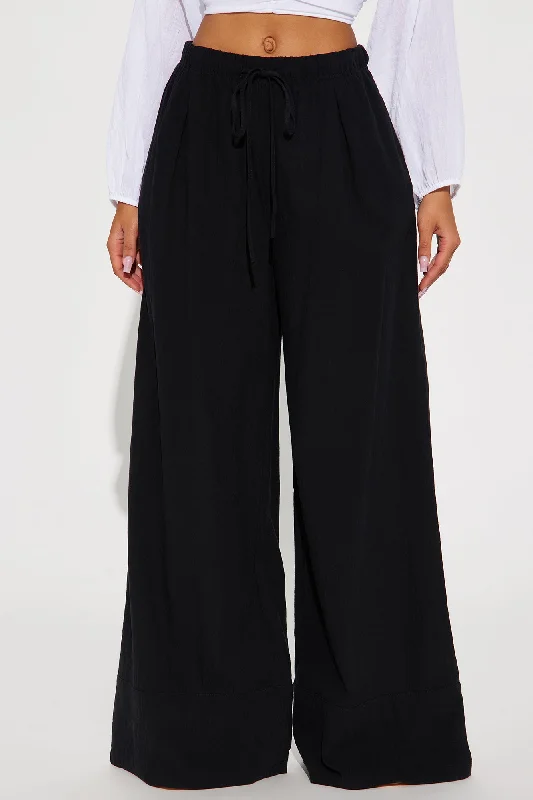 Relaxed Vibes Linen Wide Leg Pant - Black