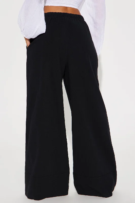 Relaxed Vibes Linen Wide Leg Pant - Black