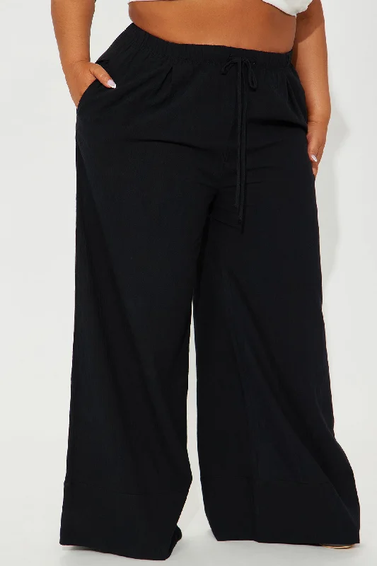 Relaxed Vibes Linen Wide Leg Pant - Black