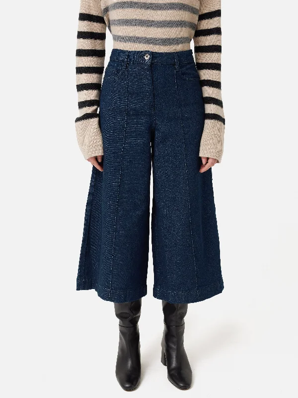 Seamed Denim Culotte | Indigo