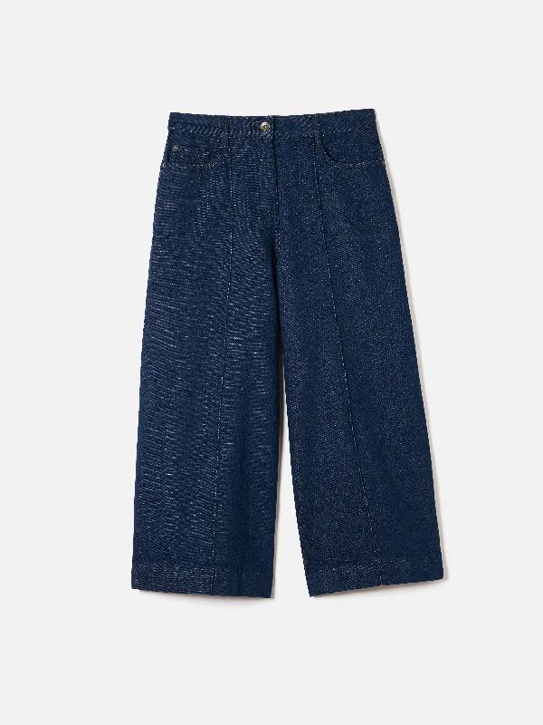 Seamed Denim Culotte | Indigo