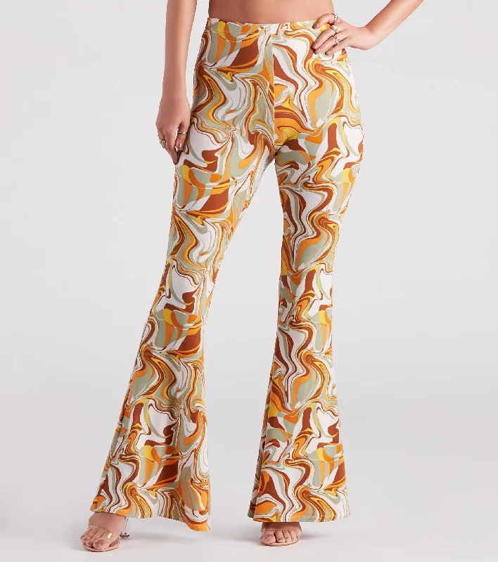 Swirl Of Attraction Printed Flare Pants