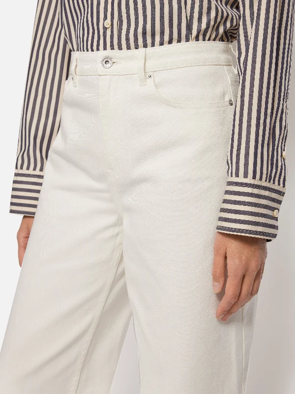 Tyne Wide Leg Cropped Jean | White