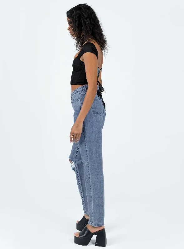 Unofficial High Waisted Mom Jean Light Wash Denim