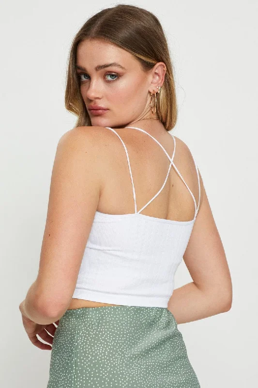 White Bralette Top Seamless Crop