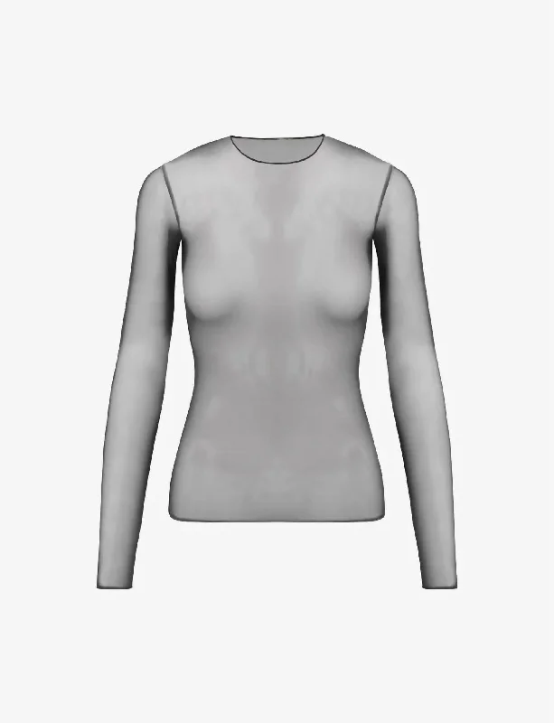 Women's Chic Mesh Long Sleeve In Black