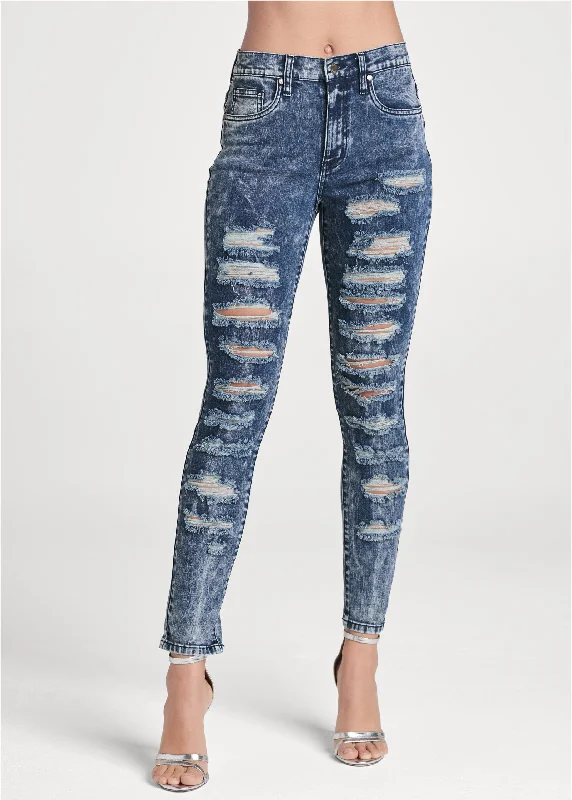 Ripped acid wash skinny jeans - Acid Wash