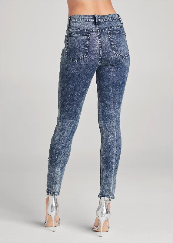 Ripped acid wash skinny jeans - Acid Wash